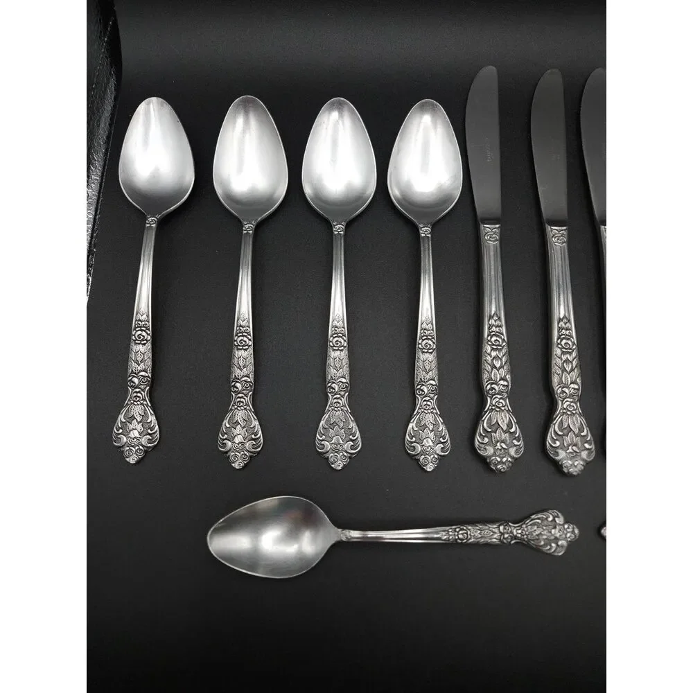 Versailles by MSI Japan Stainless Steel Flatware Roses Floral Mixed set of 14